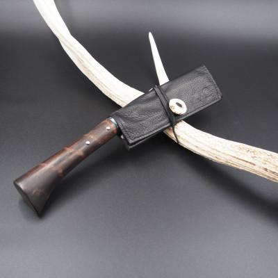 ふるさと納税 南会津町 福島県南会津町製 おぜしかプロジェクト×村の鍛冶屋 両刃黒打鞘鉈藤乃鉈5寸150mm&amp;鹿革ナタケース