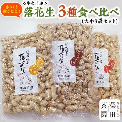 ふるさと納税 牛久市 牛久市産落花生3種食べ比べ(大小3袋セット)