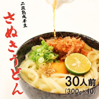 ふるさと納税 宇多津町 二段熟成半生さぬきうどん30人前(300g×10袋)