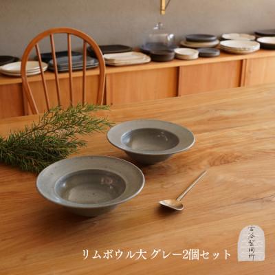 ふるさと納税 甲賀市 信楽焼 リムボウル(大) グレー釉 2枚セット