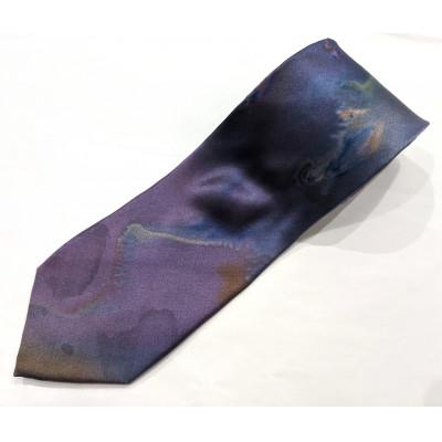 ふるさと納税 葛城市 墨流し染 シルクネクタイ(紫)