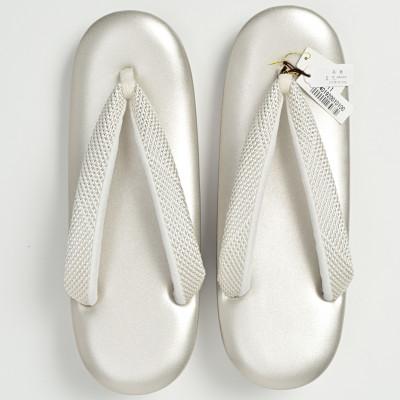 ふるさと納税 豊中市 草履 シルバーの3段の台 組織の花緒 Lサイズ(24.5cm)