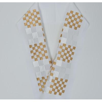 ふるさと納税 豊中市 半衿 半襟 白地に白と金の市松模様柄 刺繍 襦袢に縫いつけるよう