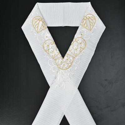 ふるさと納税 豊中市 半衿 半襟 白地に白と金 あおい柄 刺繍 襦袢に縫いつけるよう