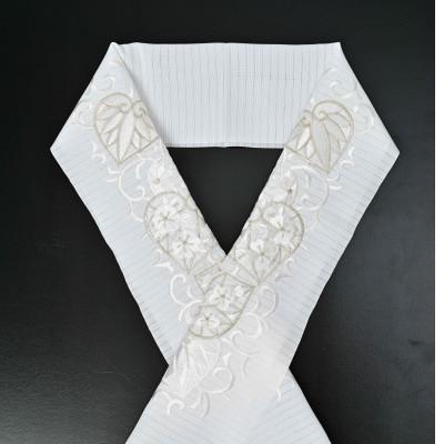 ふるさと納税 豊中市 半衿 白地に白と銀糸での刺繍 あおい柄 お単衣