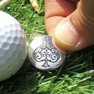 ふるさと納税 神戸市 銀製 ゴルフマーカー スペード キュービックジルコニア マグネット付き 神戸市 MS-041