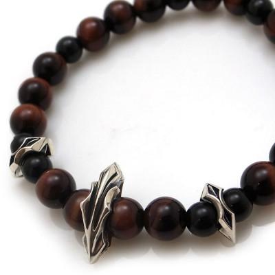 ふるさと納税 神戸市 パワーストーン×シルバーブレス Lサイズ レッドタイガーアイオニキス 天然石 神戸市