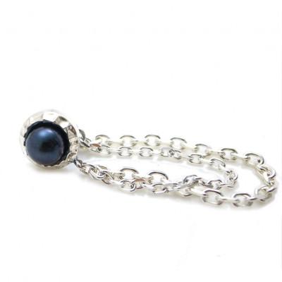 ふるさと納税 神戸市 天然ブラックパール 銀製 ラペルピン スーツアクセ パーティーアクセ 神戸市 DK-047