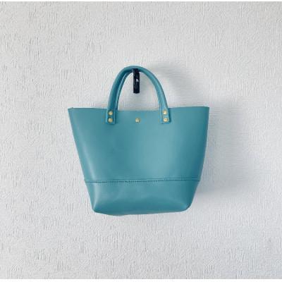 ふるさと納税 おいらせ町 [おいらせブルー]牛革で作ったミニトートバッグ ハンドバッグ