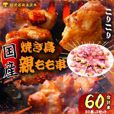 ふるさと納税 若狭町 [国産・生冷凍]焼き鳥親もも串30本 ×2セット