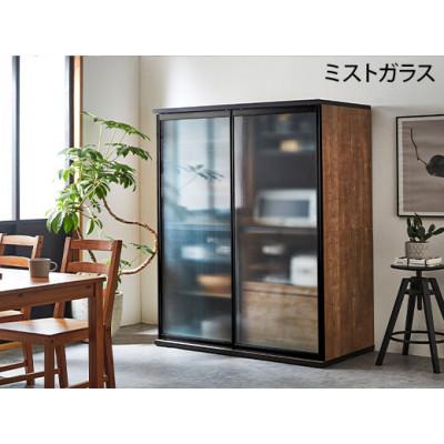 ふるさと納税 大川市 引き戸レンジ台 キッチンボード 幅133.5cm ポエム[カラー:レディオーク、扉:ミストガラス]