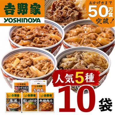 ふるさと納税 十日町市 吉野家 人気5種10袋セット[冷凍]牛丼の具入り 詰め合わせ レンジで簡単 常備食