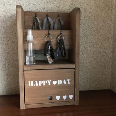 ふるさと納税 海南市 玄関用マスク収納&amp;マスク掛けラック(オールウォルナット色)