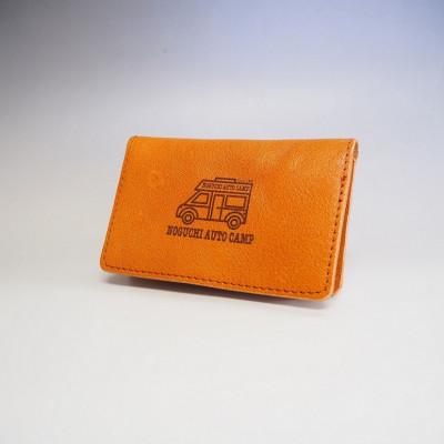 ふるさと納税 御坊市 キャンピングカーロゴがお洒落! 牛革二つ折りパスケース (野口オートキャンプ場協力) ブラウン