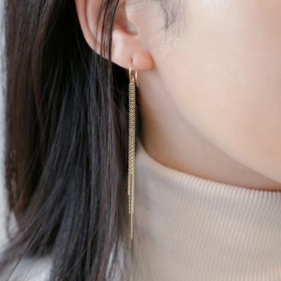 ふるさと納税 大津市 [18金イエローゴールド チェーンピアス]7cmロングの揺れ感が魅力 大人のエレガンスジュエリー