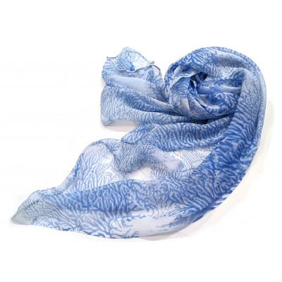 ふるさと納税 葛城市 墨流し染 シルクロングストール(LL07青珊瑚)