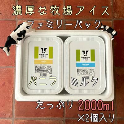 ふるさと納税 せたな町 [北海道せたな町産]ひらかわ牧場のしぼりたて生乳で作ったアイスクリーム[2Lパック2個セットA]