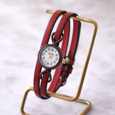 ふるさと納税 大津市 [ブレスレットウォッチ]上品なシルバーフェイスとイタリアンレースの組み合せ ベルトカラー:赤