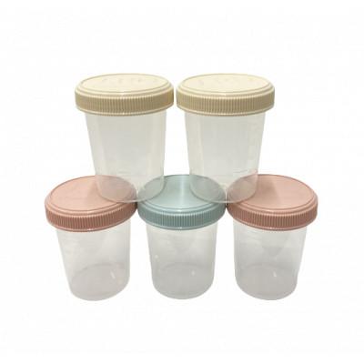 ふるさと納税 潮来市 プラスチック 広口小分けボトル スクリューキャップ5個 グレージュ系詰め合わせ 120ml 目盛付き