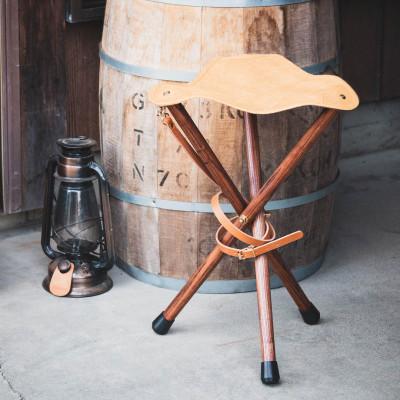 ふるさと納税 大野町 [お申込み受付後生産]革と木のハンティングチェア(ハイタイプ):ナチュラル