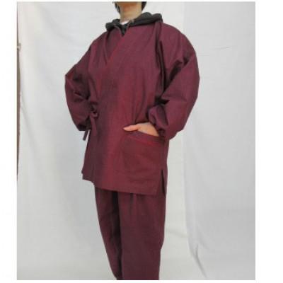 ふるさと納税 田原本町 日本の伝統無地作務衣 あずき