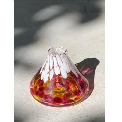 ふるさと納税 大月市 キラキラ輝く手作り富士山一輪挿し(レッドイエロー)