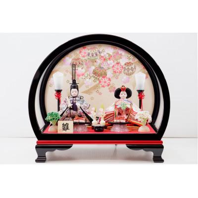 ふるさと納税 春日部市 清宝作 ひな人形(金蘭衣装)小三五親王 ドーム型アクリルケース キャンディレッド/黒塗222A-73