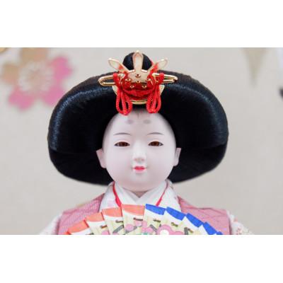 ふるさと納税 春日部市 清宝作 ひな人形(金蘭衣装)小三五親王 ドーム型アクリルケース キャンディレッド/黒塗222A-73の画像