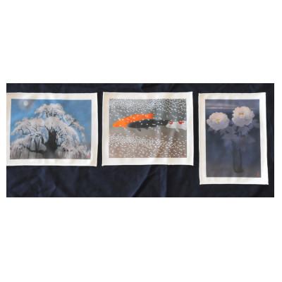 ふるさと納税 二本松市 大山忠作「春爛漫」クリーニングクロス「滝桜」「春池」「白牡丹」3枚セット