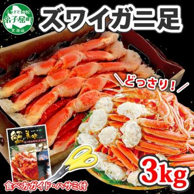 ふるさと納税 弟子屈町 ズワイガニ足 3kg 箱入 6-9人前 蟹ハサミ・ガイド付 ボイル済 北海道 弟子屈町 2990