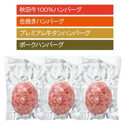 ふるさと納税 横手市 【ドンと190g】秋田肉醤ハンバーグ4種詰め合わせ190g×4種(各3個)計12個 生ハンバーグ_1