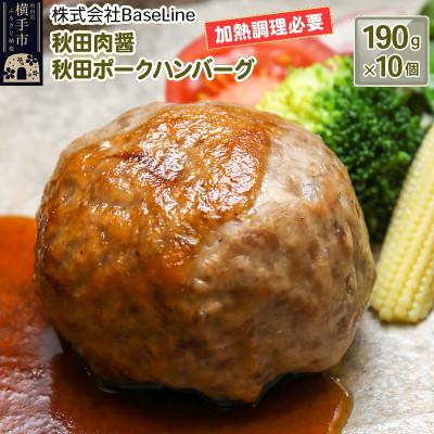 ふるさと納税 横手市 [ドンと190g]秋田肉醤秋田ポークハンバーグ(190g)×10個 生ハンバーグ 加熱必要