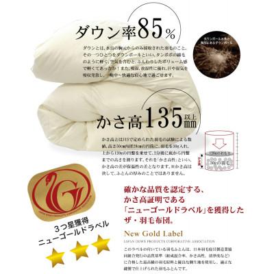 ふるさと納税 松阪市 ザ・羽毛布団 ニューゴールドラベル セミダブル170×210cm ホワイトダック 立体キルトの画像