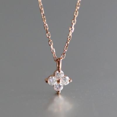 ふるさと納税 大津市 [10金ピンクゴールド ダイヤモンドネックレス]0.132ct エレガンスに咲く幸運の上質ジュエリー