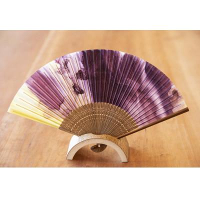 ふるさと納税 川上村 日本画手描き扇子(紫)