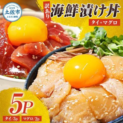 ふるさと納税 土佐市 [訳あり]海鮮漬け丼 (タイ3袋・マグロ2袋) 合計5袋セット 海鮮丼の具