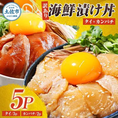 ふるさと納税 土佐市 [訳あり]海鮮漬け丼 (タイ3袋・カンパチ2袋) 合計5袋セット 海鮮丼の具