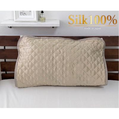 ふるさと納税 岸和田市 [Mサイズ 43×63cm]美髪ケア シルク100%サテン枕パッド ベージュ1枚 SSM-1M-BE