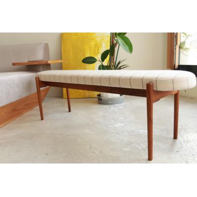 ふるさと納税 大川市 bolo stool Round L ベンチ [アイボリー×チェック/ウォールナット/幅140cm]
