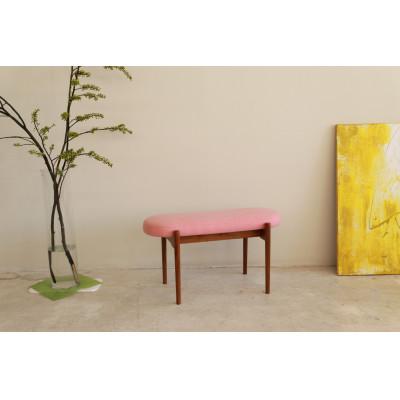 ふるさと納税 大川市 bolo stool Round S ベンチ [ピンク×チェック/ウォールナット/幅78cm]