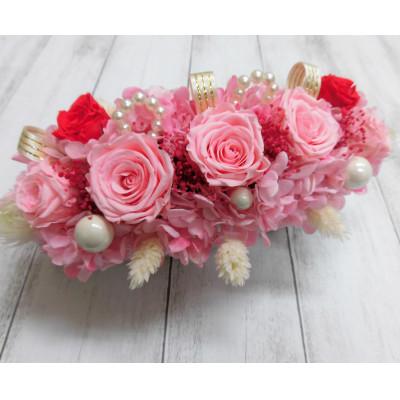 ふるさと納税 寝屋川市 横長華やかプリザアレンジ ピンク