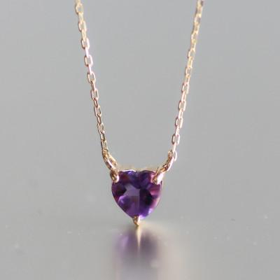 ふるさと納税 大津市 [10金イエローゴールド アメジストネックレス]ハートカット 大人の可愛いを叶える 紫水晶ペンダント