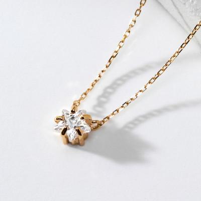 ふるさと納税 大津市 [10金イエローゴールド スタークォーツネックレス]スターカット ホワイト水晶 透明感あふれるアクセ
