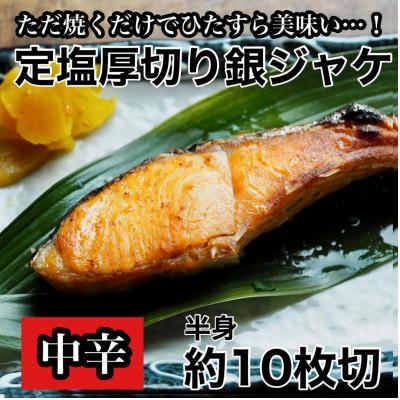 ふるさと納税 小田原市 [定塩中辛]厚切り銀鮭 約10切 銀シャケ半身1枚分[神奈川県小田原市早川]