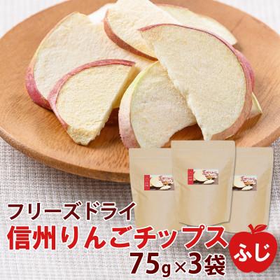 ふるさと納税 高山村 [大袋]信州りんごチップスふじ75g×3袋/フリーズドライ製法 着色料・香料不使用