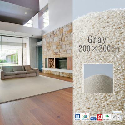 ふるさと納税 和泉市 高密度&amp;素足に心地よいソフトタッチ カーペット (サキソニー)グレー[200×200cm]