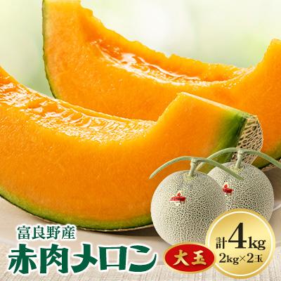 ふるさと納税 富良野市 [2026年発送]富良野メロン 大玉 赤肉メロン2玉(2kg×2玉)計4kg