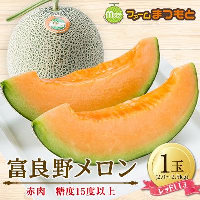 ふるさと納税 富良野市 [2026年発送]美味!秋の富良野メロン(レッド113)赤肉 2〜2.5kg×1玉入 糖度15度以上