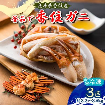 ふるさと納税 養父市 兵庫県香住産 特選釜茹で香住ガニ(紅ズワイガニ)3匹入(約2.2〜2.4kg)<冷凍>