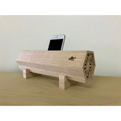 ふるさと納税 加茂市 桐箪笥職人が一つ一つ手作りした電源、電池不要のスマートフォン用の桐エコスピーカー(木地仕上)